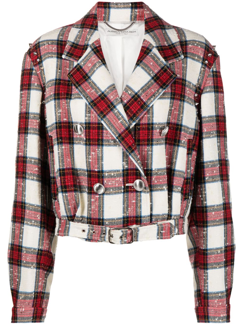 ALESSANDRA RICH CHECKED CROPPED JACKET