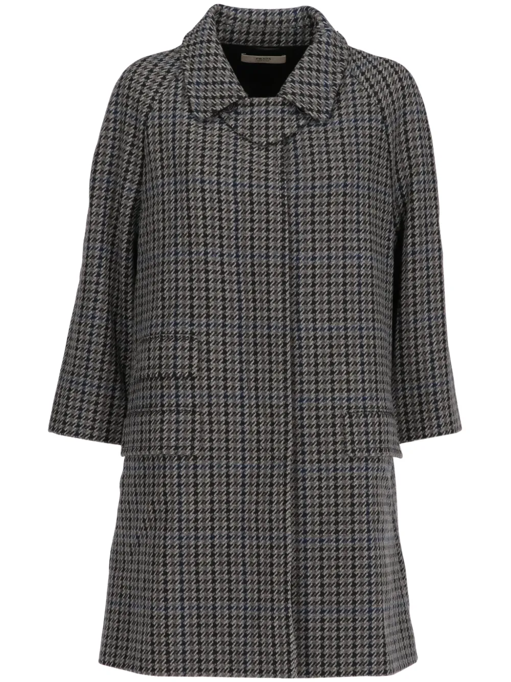 Prada Pre Owned 2000 Houndstooth single breasted Coat Grey FARFETCH AU