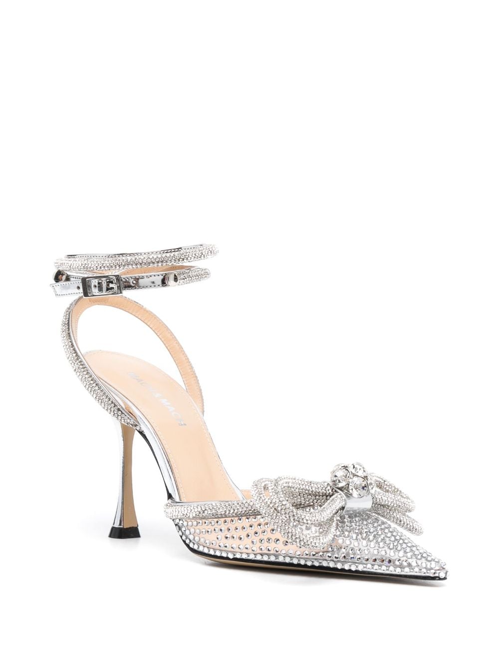 Shop Mach & Mach Crystal-embellished 95mm Pointed Pumps In Silver