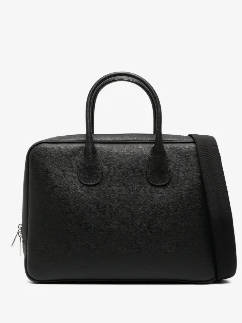 Valextra grained-texture leather laptop bag