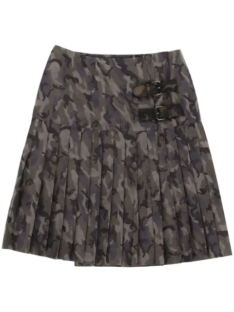 Prada Pre-Owned falda con estampado militar y hebilla 2000