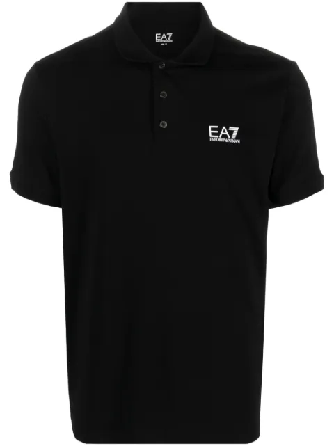 Ea7 Emporio Armani logo-print cotton polo shirt
