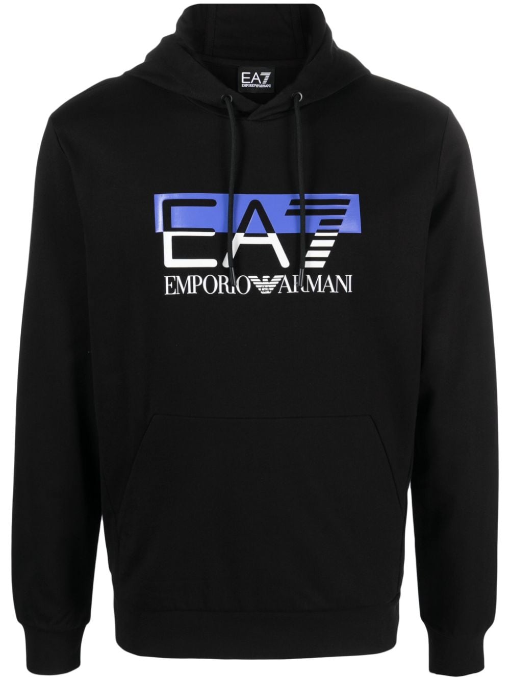 Ea7 Logo-print Cotton Hoodie In Black