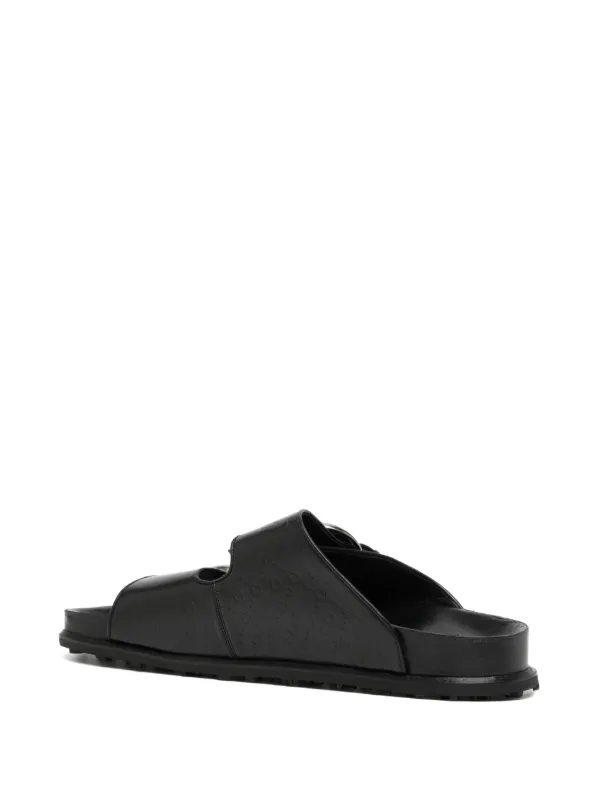 Marine Serre logo-debossed buckle-strap Leather Sandals