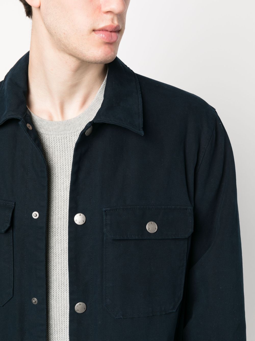 spread-collar cotton shirt jacket