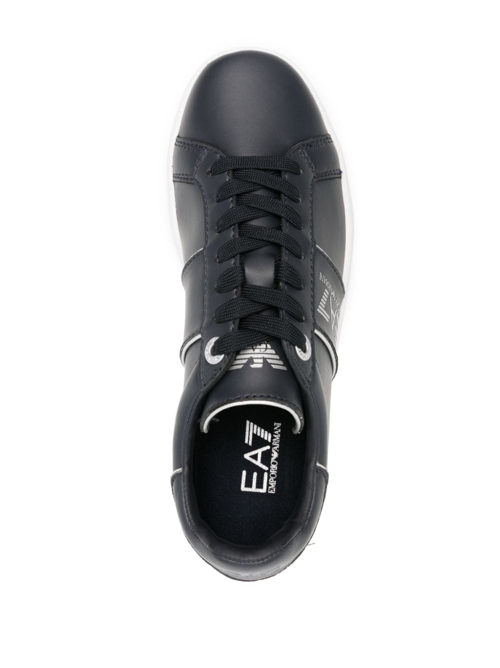 Shop Ea7 Classic Leather Sneakers In Blue