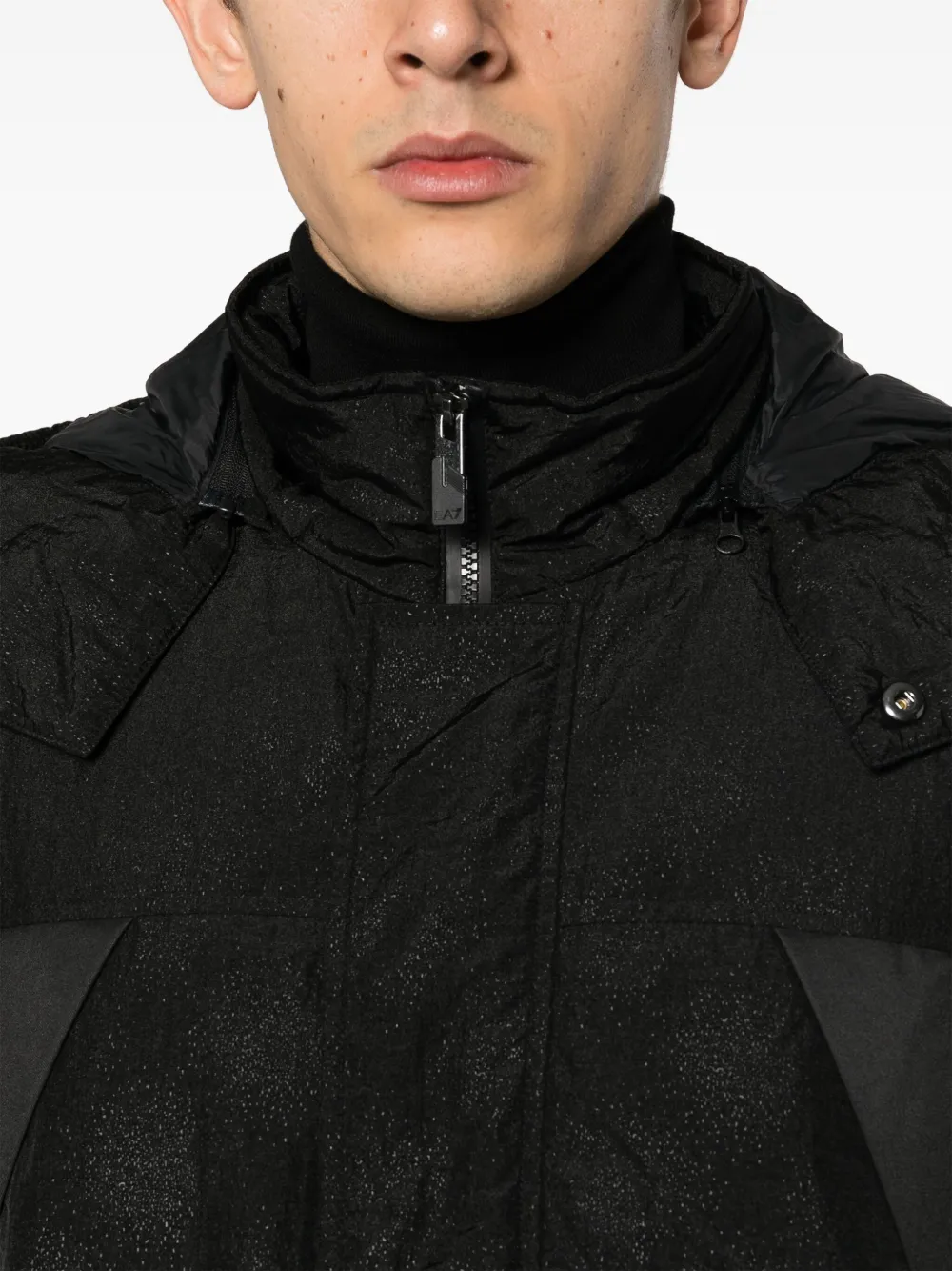 Shop Ea7 Logo-patch Hooded Jacket In Black