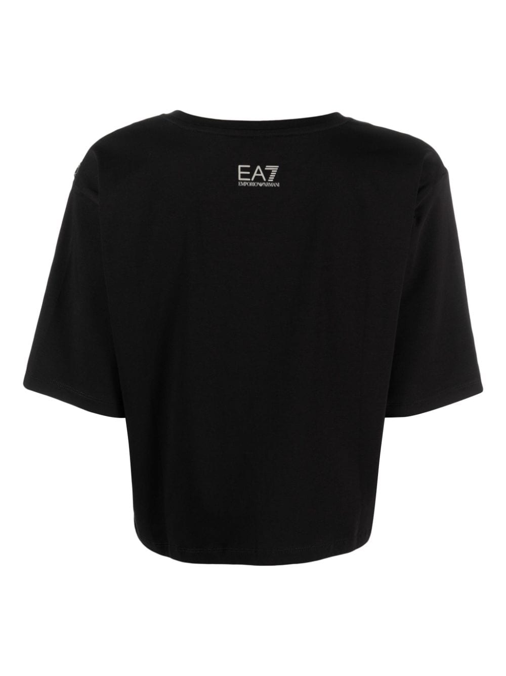 Shop Ea7 Logo-print Cropped T-shirt In Black