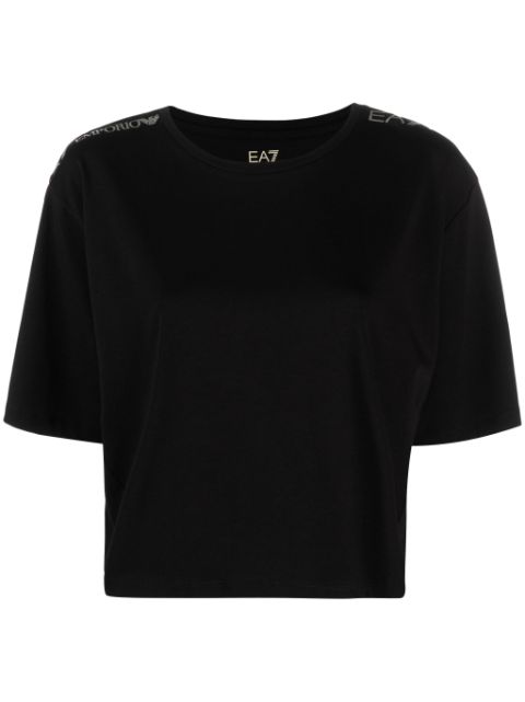 Ea7 Emporio Armani logo-print cropped T-shirt Women