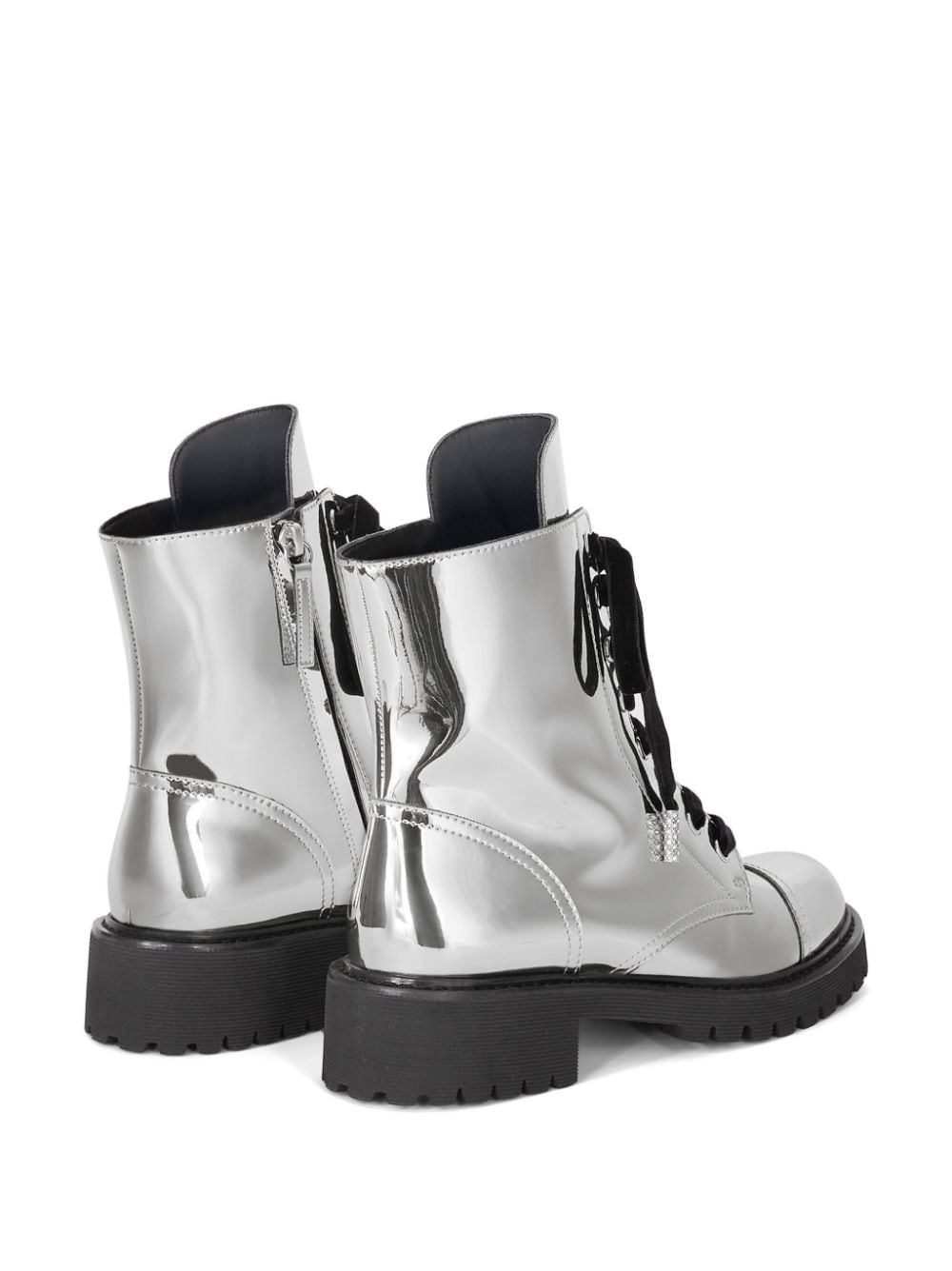 Shop Alexandre Vauthier Metallic-effect Lace-up Boots In Silver