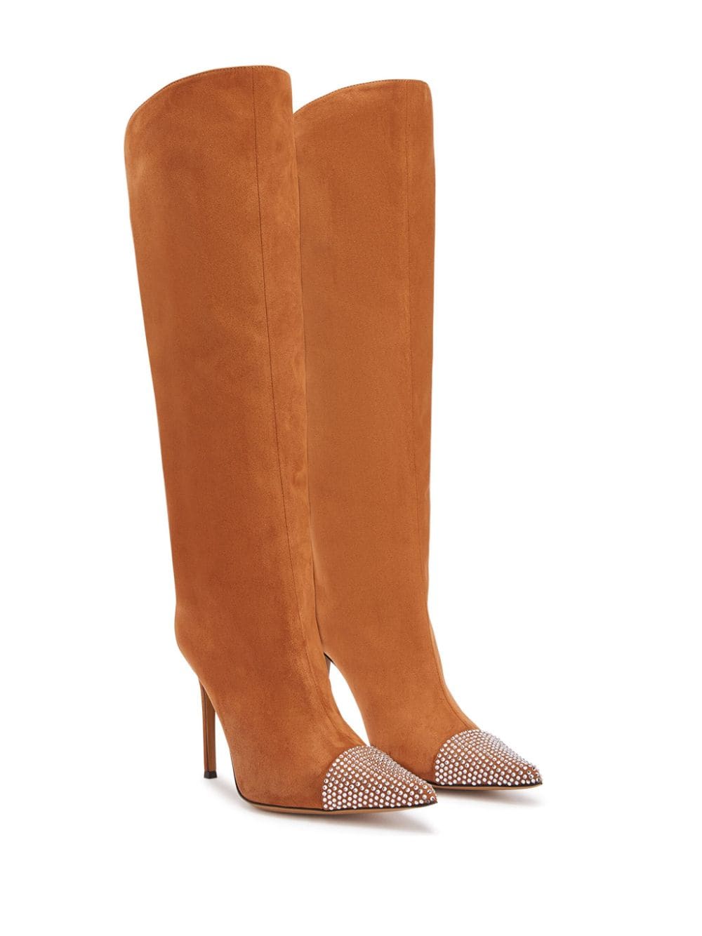 Shop Alexandre Vauthier Crystal-embellished 105mm Boots In Brown