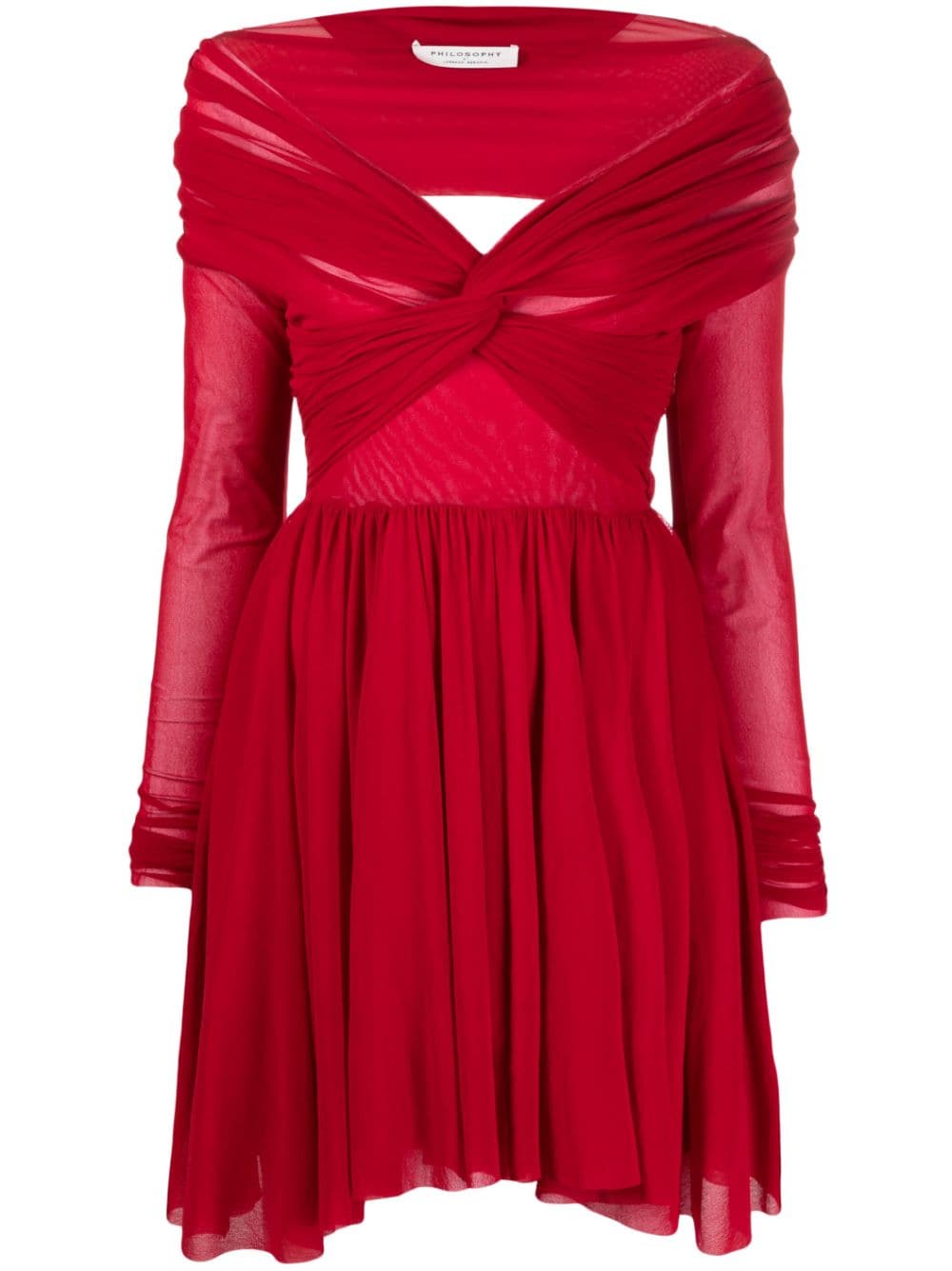 Philosophy Di Lorenzo Serafini Twist-detailing Off-shoulder Tulle Minidress In Red