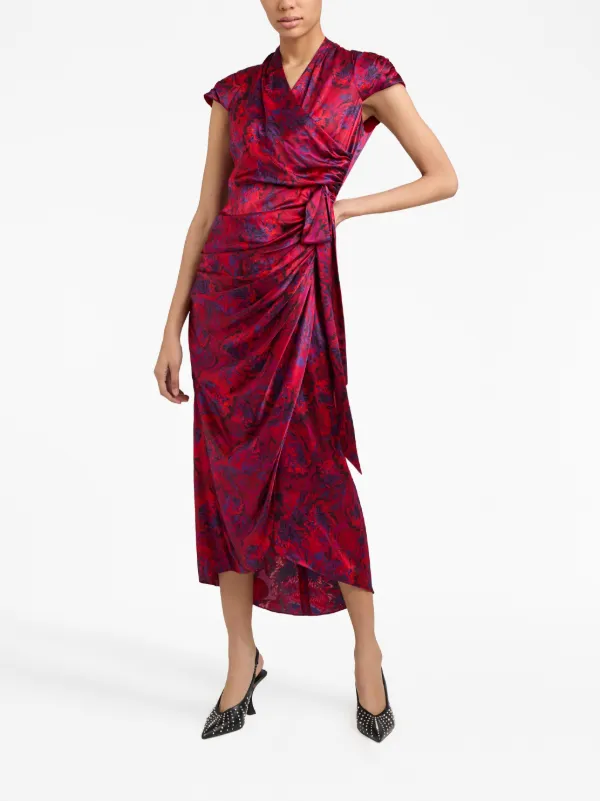 Cinq  Sept Gail Floral-print Silk Dress - Red