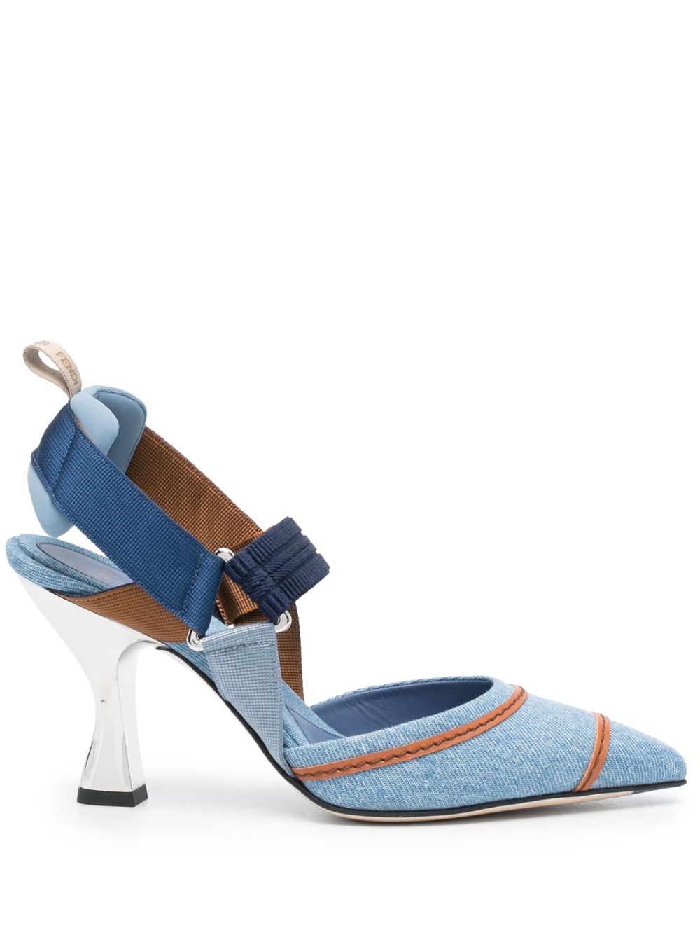 FENDI Colibrì 90mm embroidered-logo pumps Blue