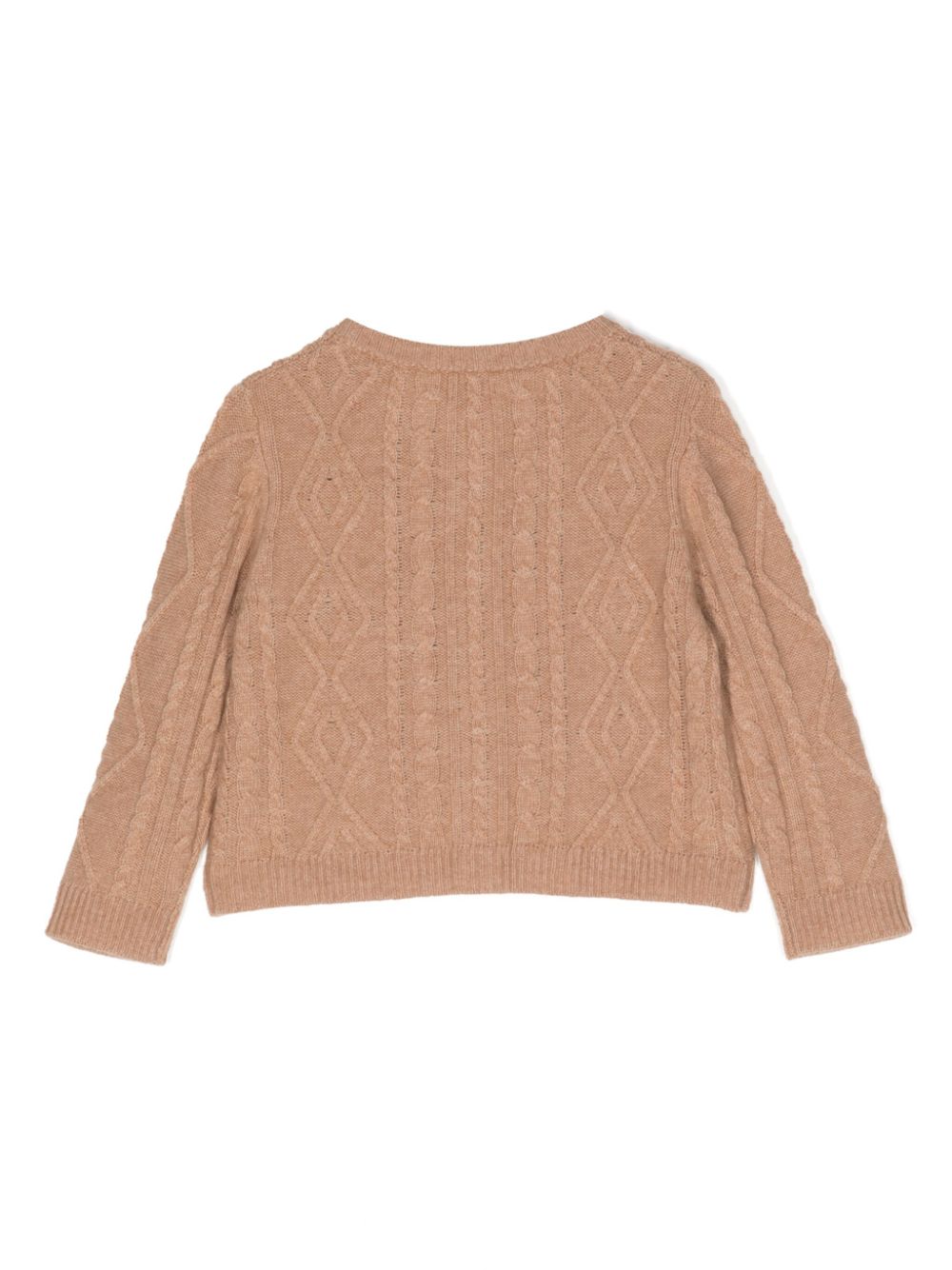 Shop Cashmere In Love Alaska Cable-knit Mini Cardigan In Brown