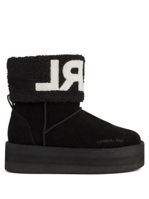 Karl Lagerfeld logo-embroidered leather boots