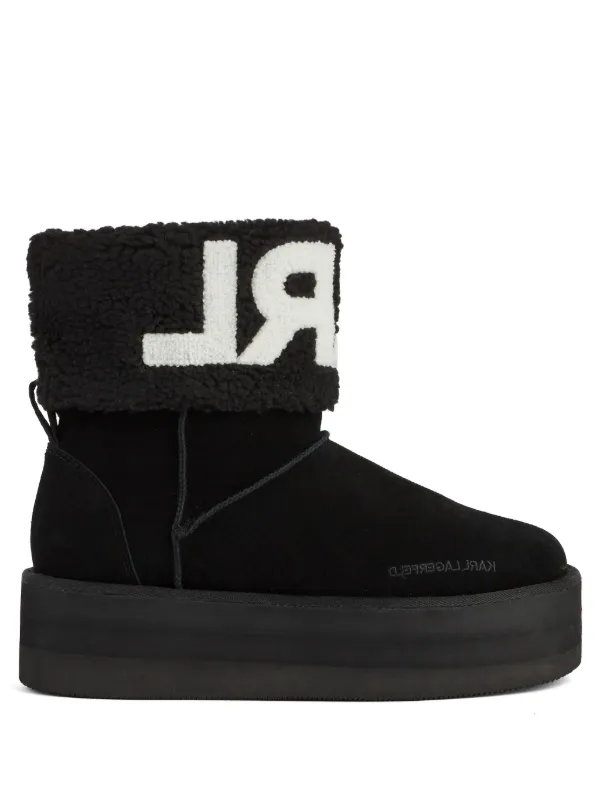 Karl Lagerfeld logo embroidered Leather Boots Farfetch
