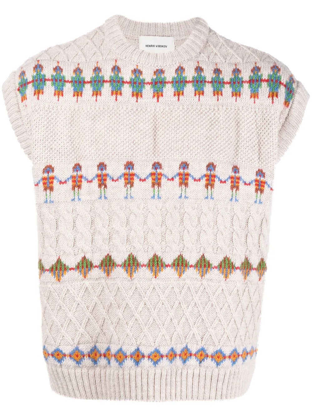 Shop Henrik Vibskov Jack Intarsia-knit Vest In Neutrals