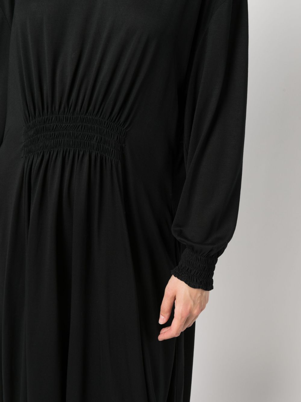 Shop Henrik Vibskov Smocked-panel Detail Midi Dress In Black