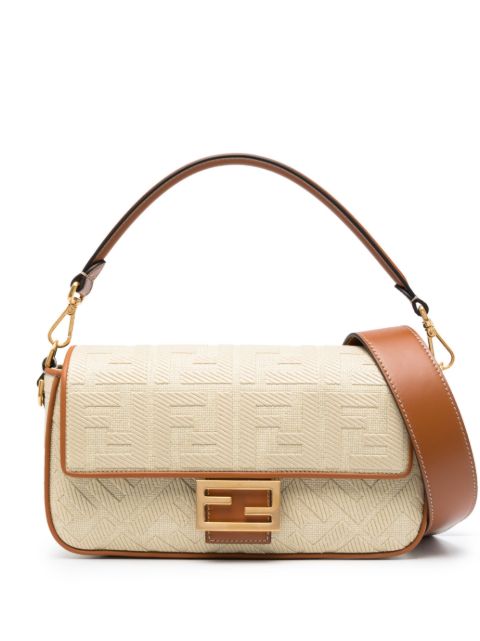 FENDI Baguette FF-embroidery crossbody bag