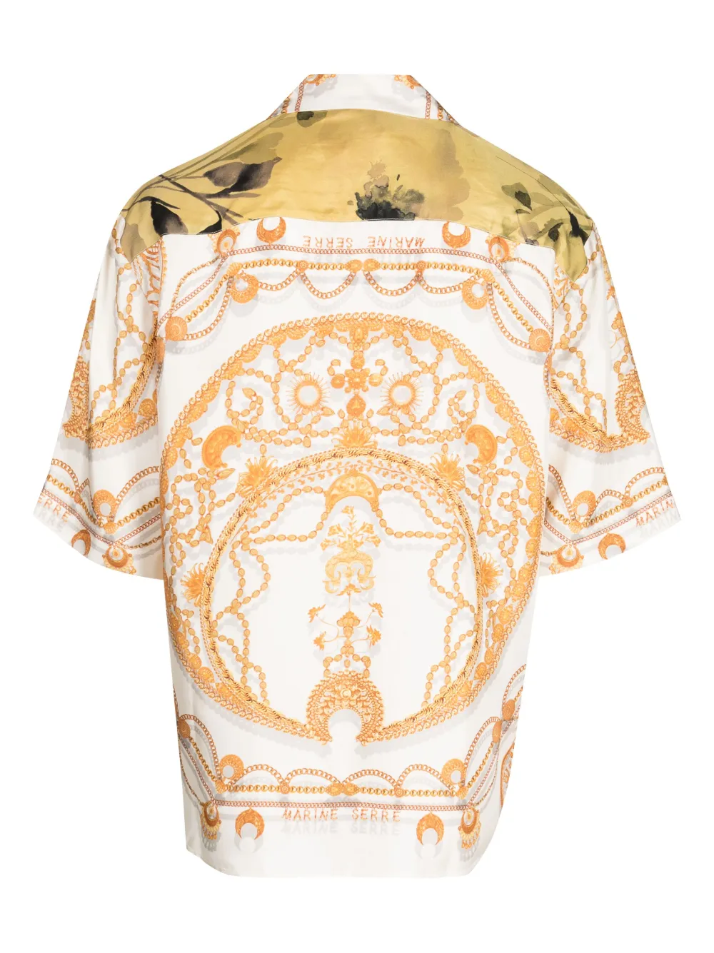 Shop Marine Serre Regenerated Ornament Jewellery-print Silk Shirt In Gold