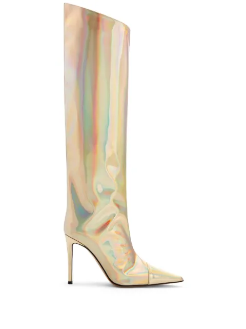 Alexandre Vauthier 100mm holographic knee-high boots