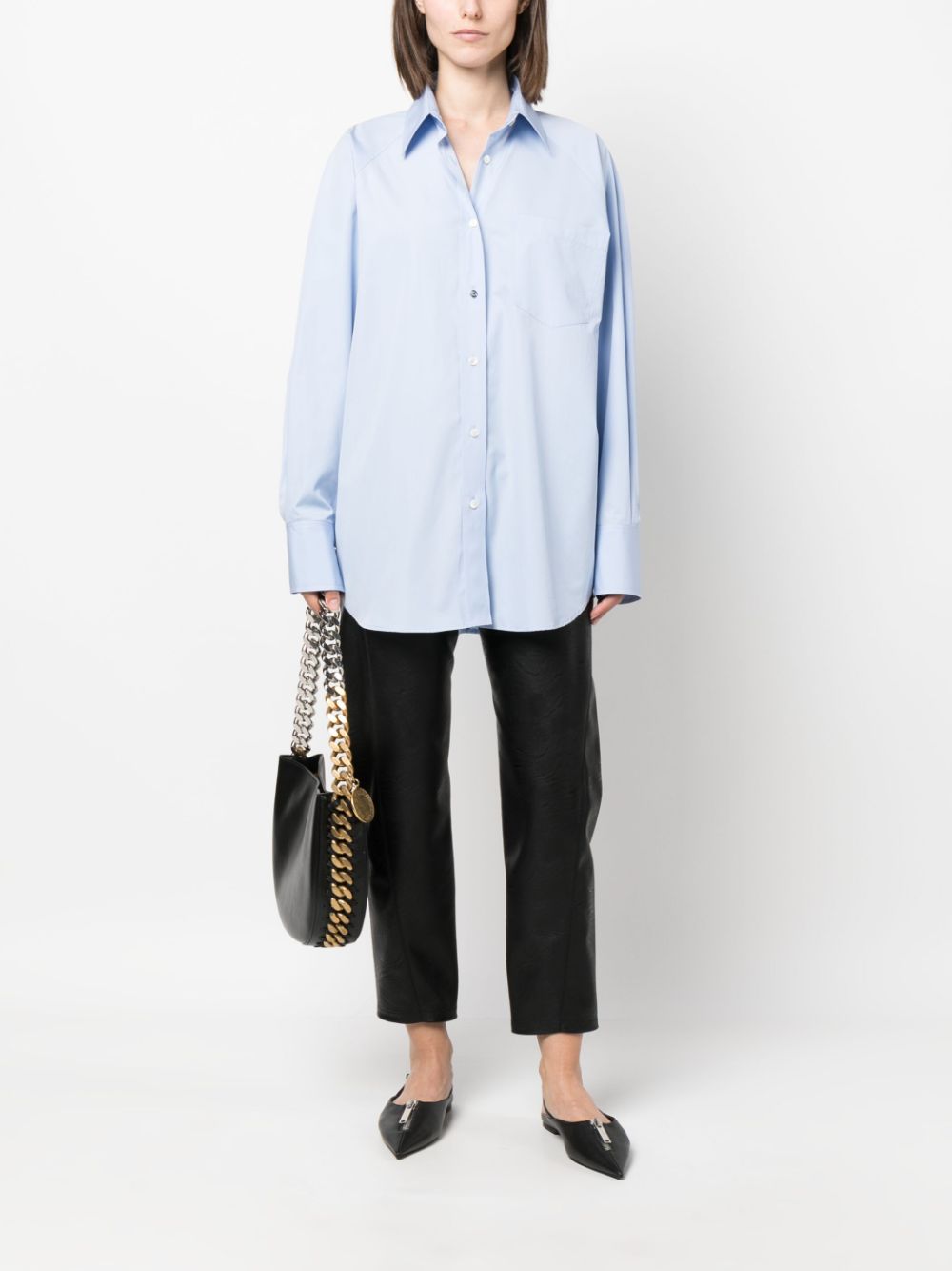 Stella McCartney oversized long-sleeve cotton shirt - Blauw