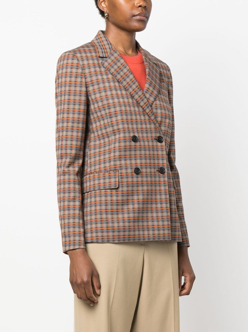 Shop Ps By Paul Smith Checked Double-breasted Blazer In Braun