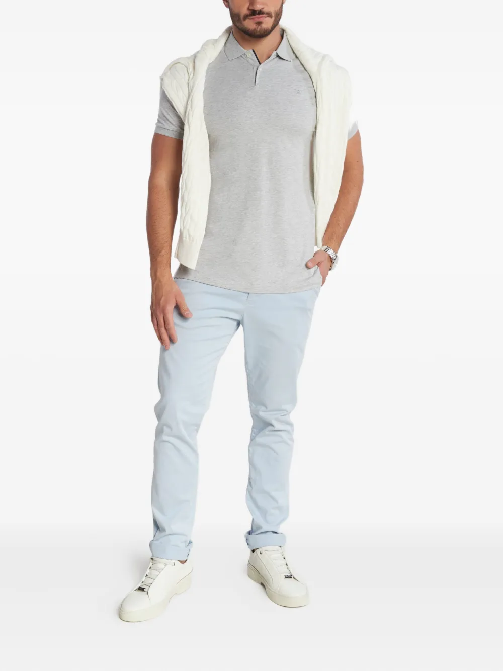Hackett logo-embroidered polo shirt - Grijs