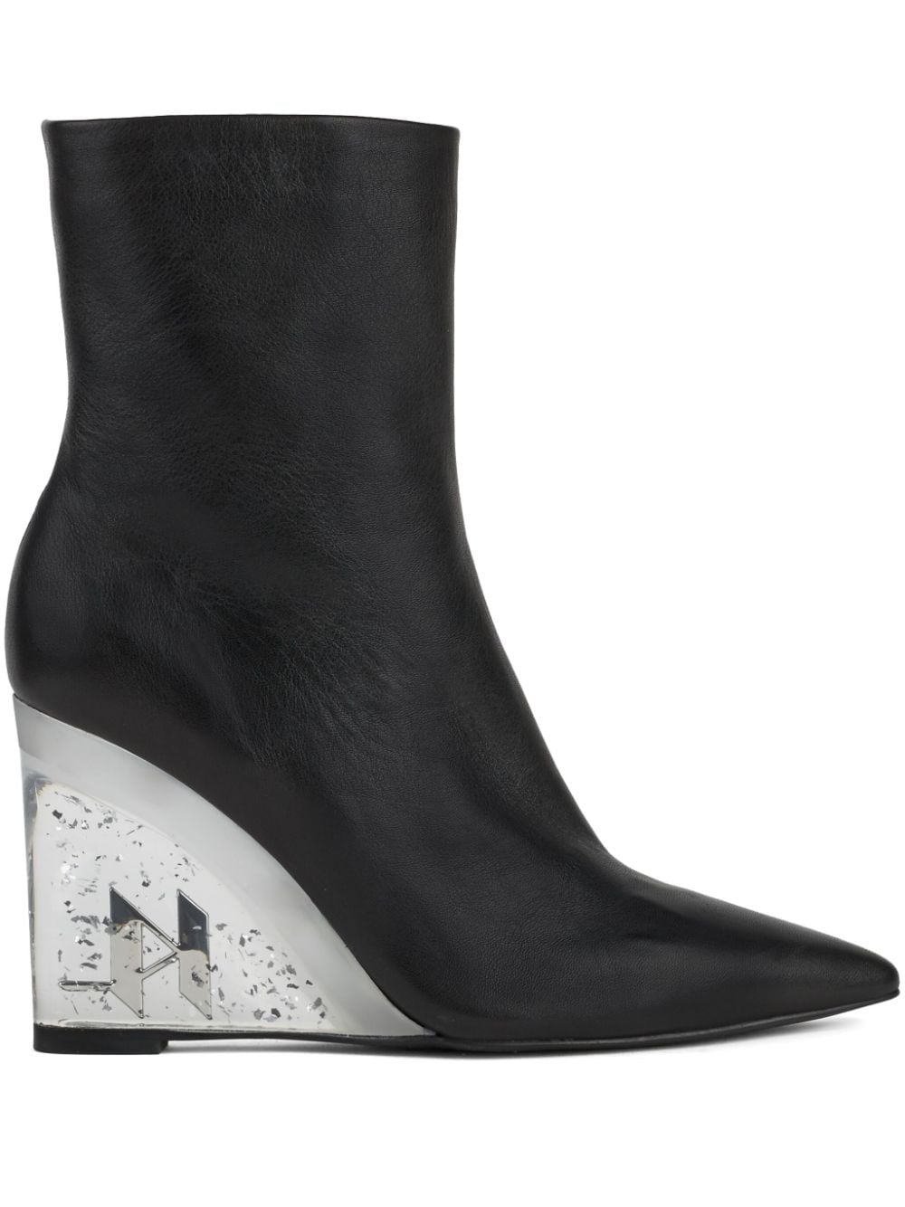 Karl Lagerfeld Ice 100mm Leather Ankle Boots In Black