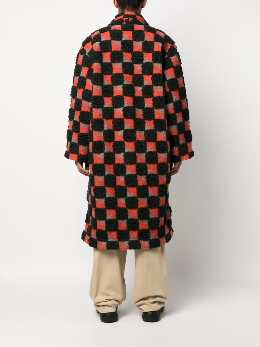 Shop Henrik Vibskov Check-pattern Single-breasted Coat In 绿色