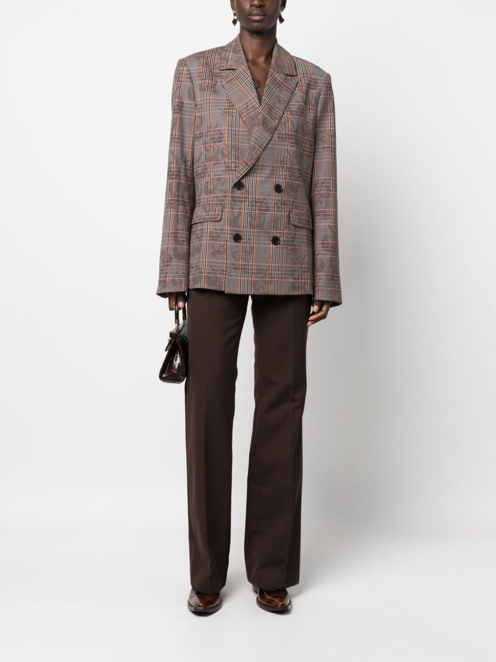 Shop Henrik Vibskov Motif Plaid Check Blazer In Grey