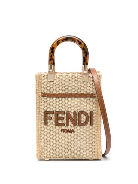 FENDI mini Sunshine raffia tote bag