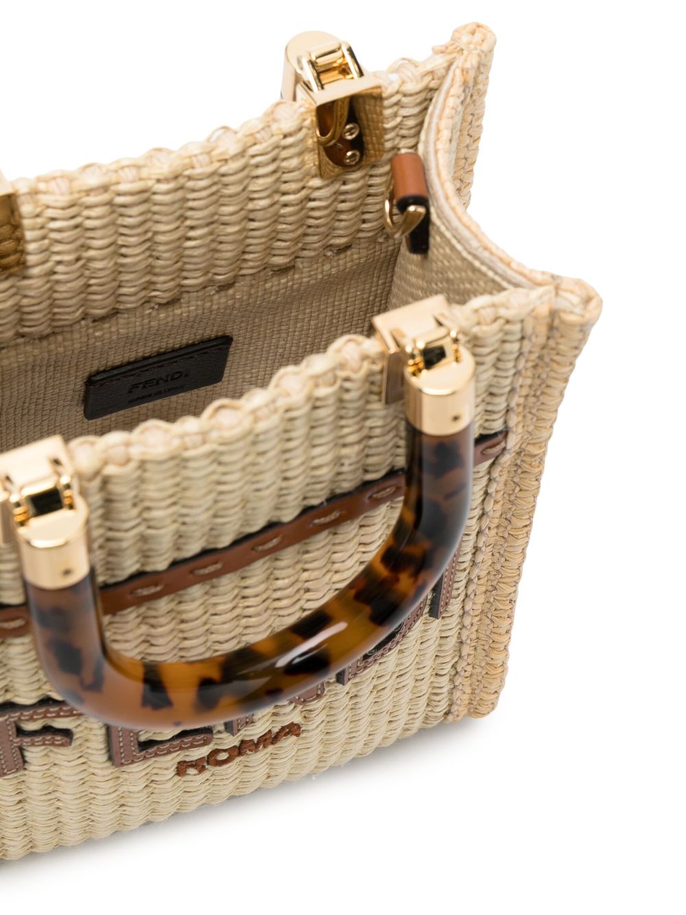 FENDI mini Sunshine raffia tote bag