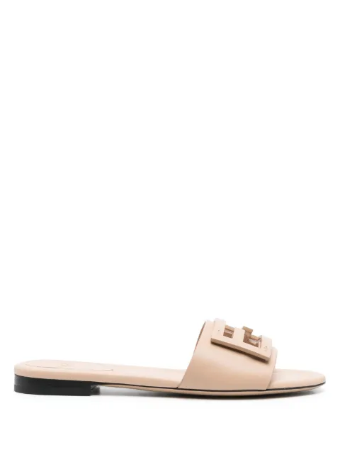 FENDI FF logo-patch leather slides