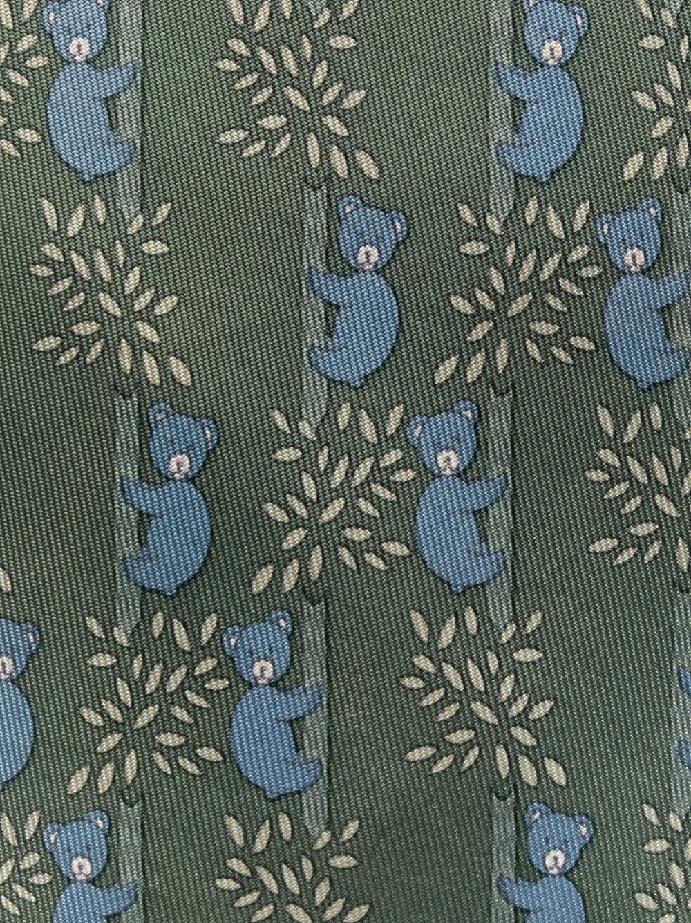 Hermès pre-owned koala-print silk tie - Groen