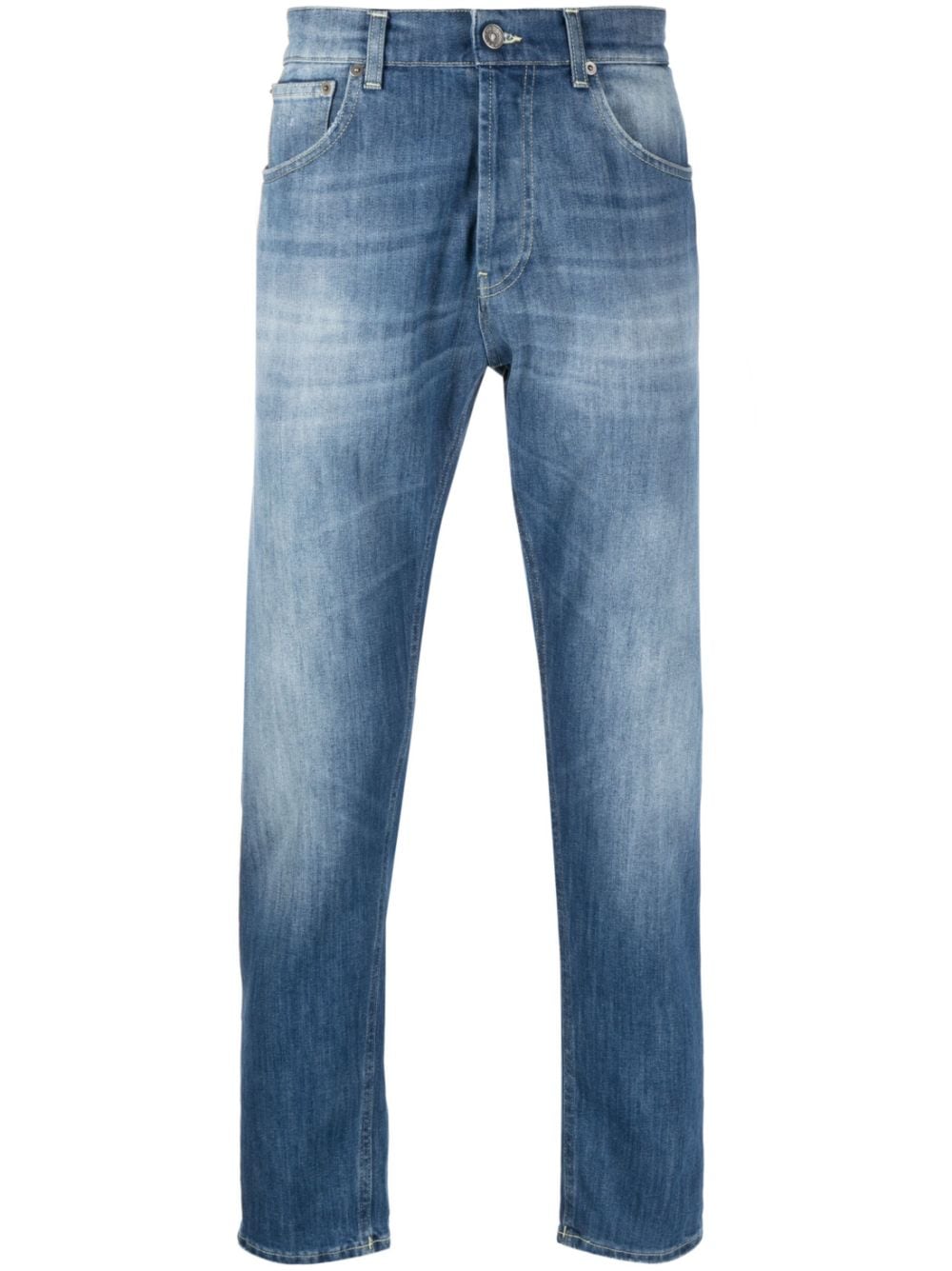 Dondup Whiskering-effect Low-rise Tapered Jeans In Blau
