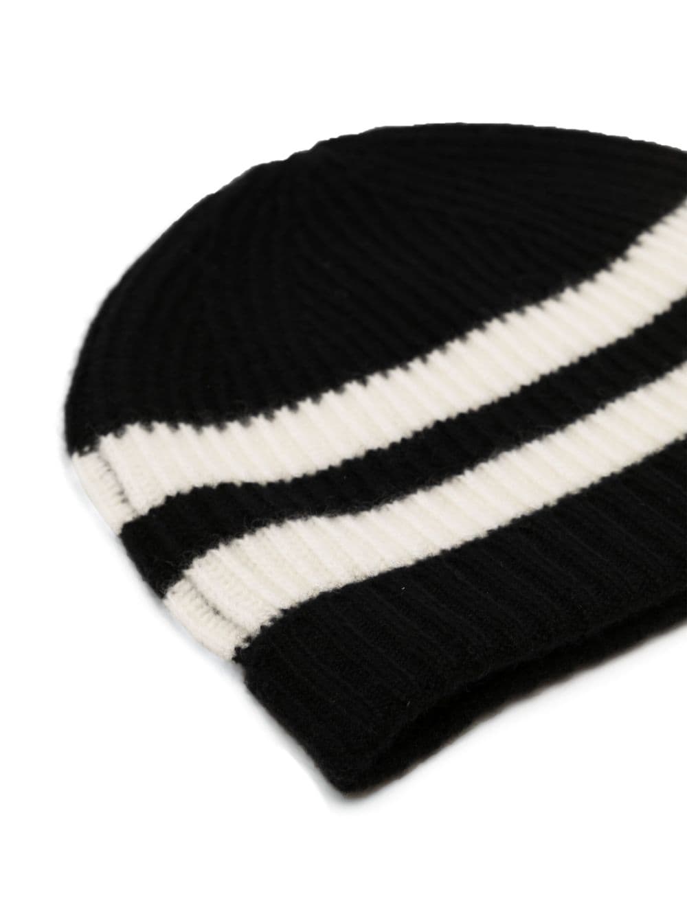 Shop Cashmere In Love Bibi Striped Cashmere Beanie Hat In Black