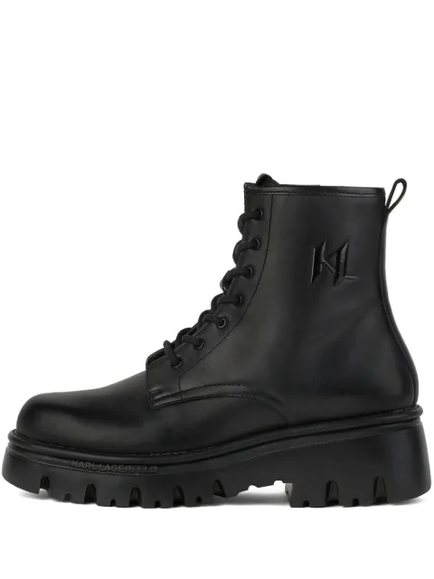 Karl Lagerfeld Monogram Kombat leather boots