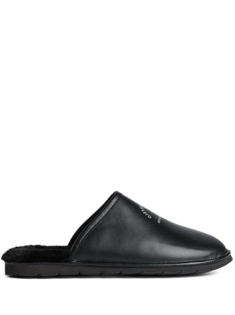 Karl Lagerfeld logo-print leather slippers