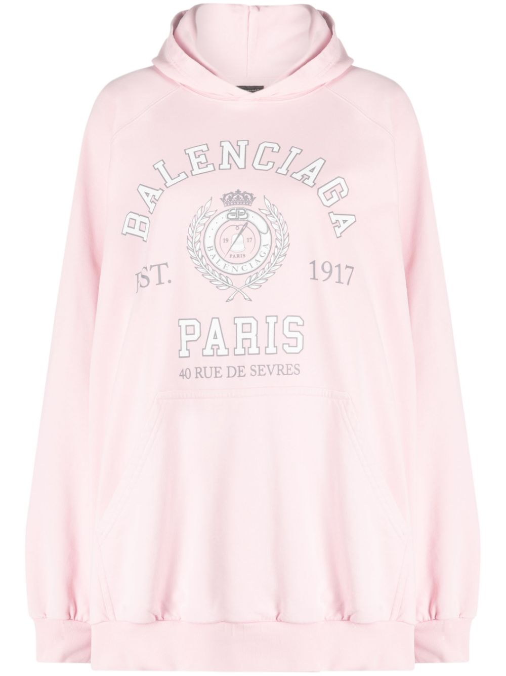 Shop Balenciaga Logo-print Cotton Hoodie In Pink