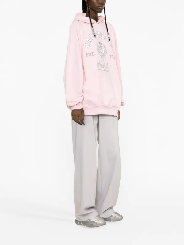 Balenciaga logo-print Cotton Hoodie | Pink | FARFETCH