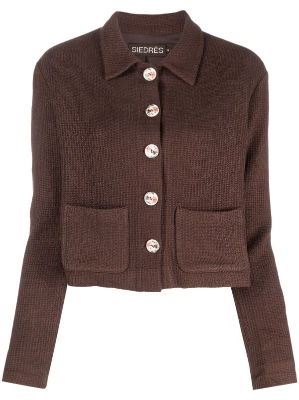 SIEDRES Yuna knit cropped cardigan - Brown