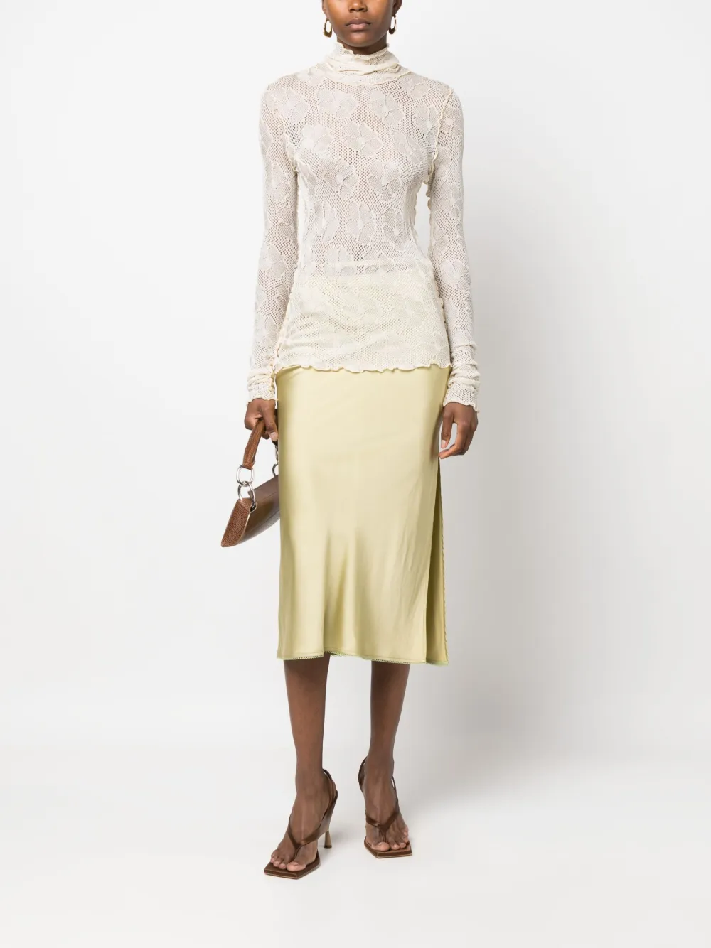 SIEDRES floral-lace long-sleeve top - Beige