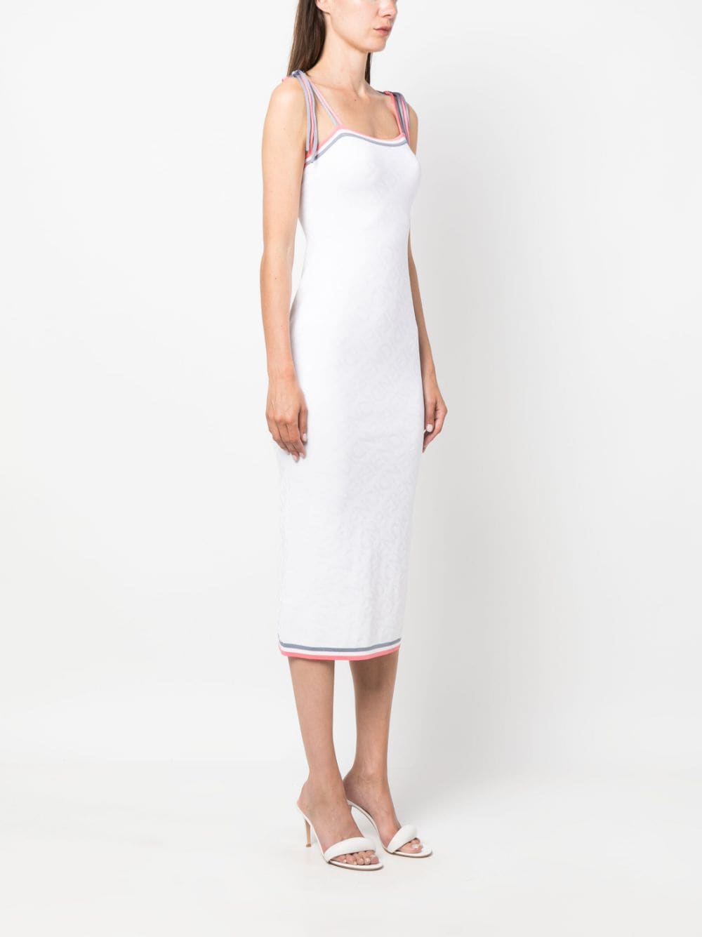 Shop Fendi Monogram Midi Dress In White