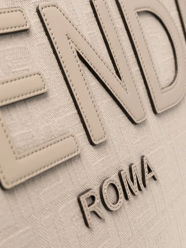 FENDI Large FF Jacquard Fringed Tote Bag | Grey | FARFETCH