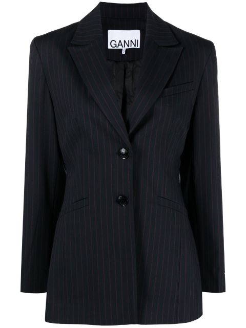 GANNI pinstripe single-breasted blazer Women