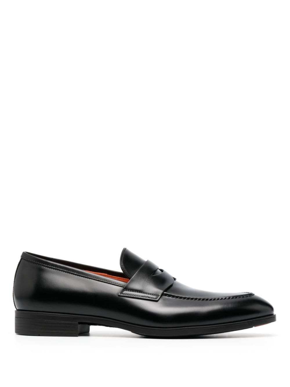 SANTONI POINTED-TOE LEATHER LOAFERS