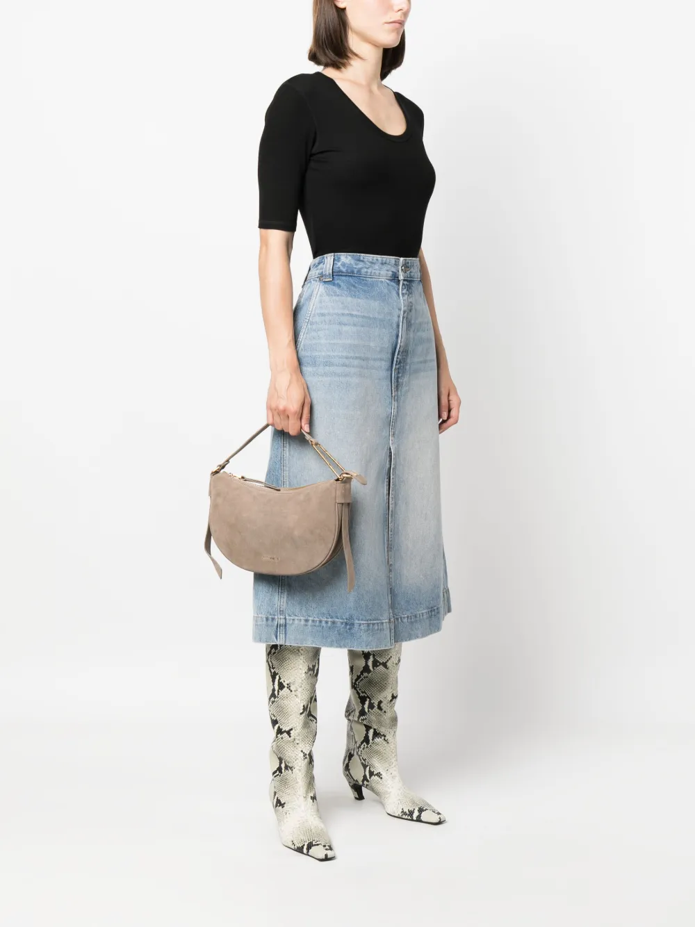 Coccinelle small Priscilla suede tote bag - Beige