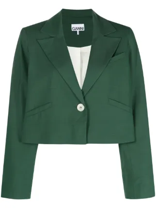 GANNI クロップド シングルジャケット | グリーン | FARFETCH JP